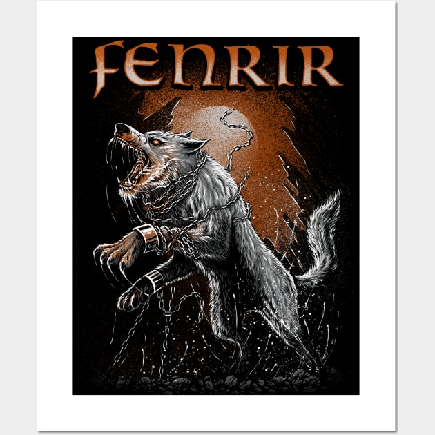 Fenrir Viking Wolf Scandinavian Norse Pagan Mythology Wall Art by Blue Pagan